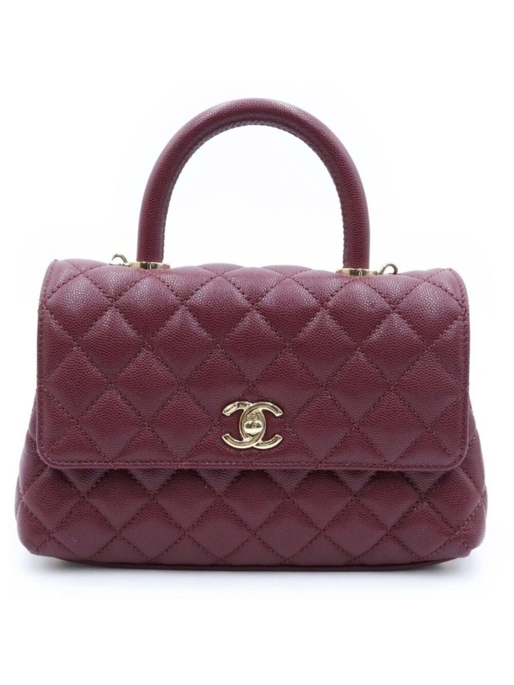 Chanel Coco Handle XS 2-Way Shoulder Bag Caviar Leather Burgundy Gold